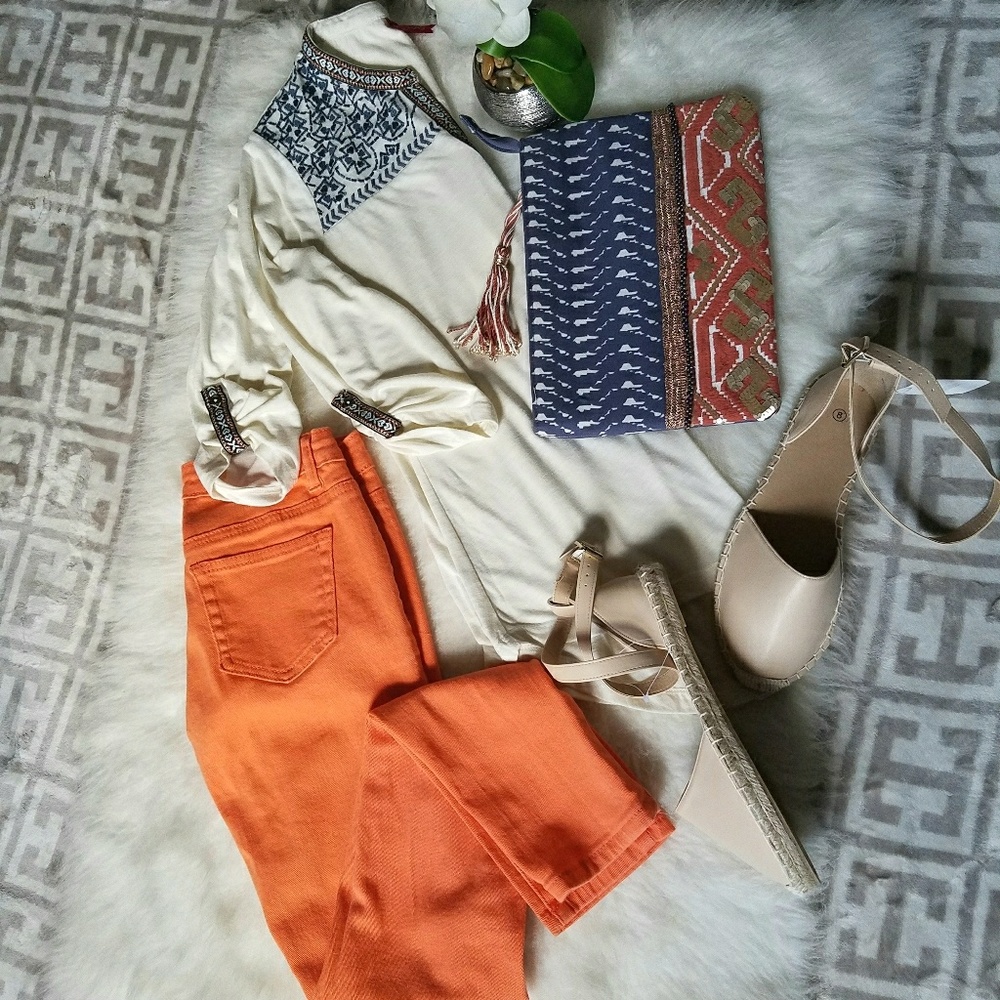 Orange Stretch Denim Size 3/4